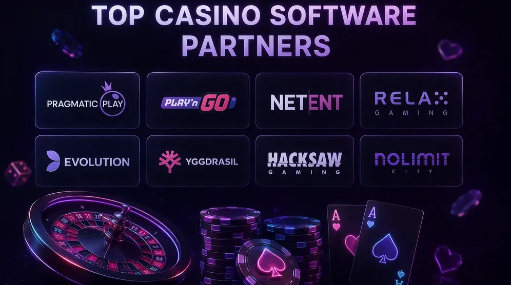 Row of casino software provider logos